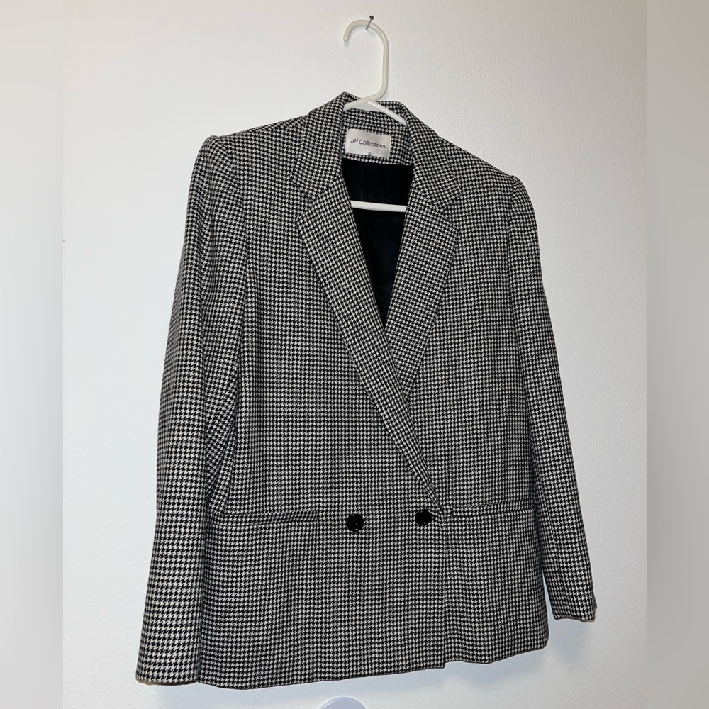 JH Collectibles Women’s Vintage Wool Houndstooth Jacket Blazer
